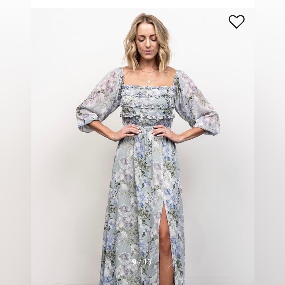 Baltic Born Florence Floral Maxi Dress in Sage Empire Waist size Large